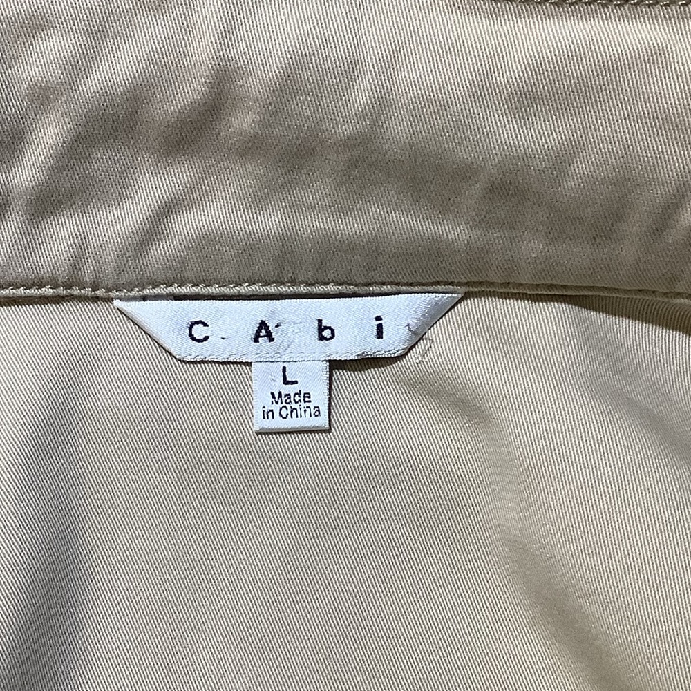 CAbi Hooded Utility Jacket Tan Khaki Cotton Safari Barn Coat Pockets Large - Picture 4 of 8